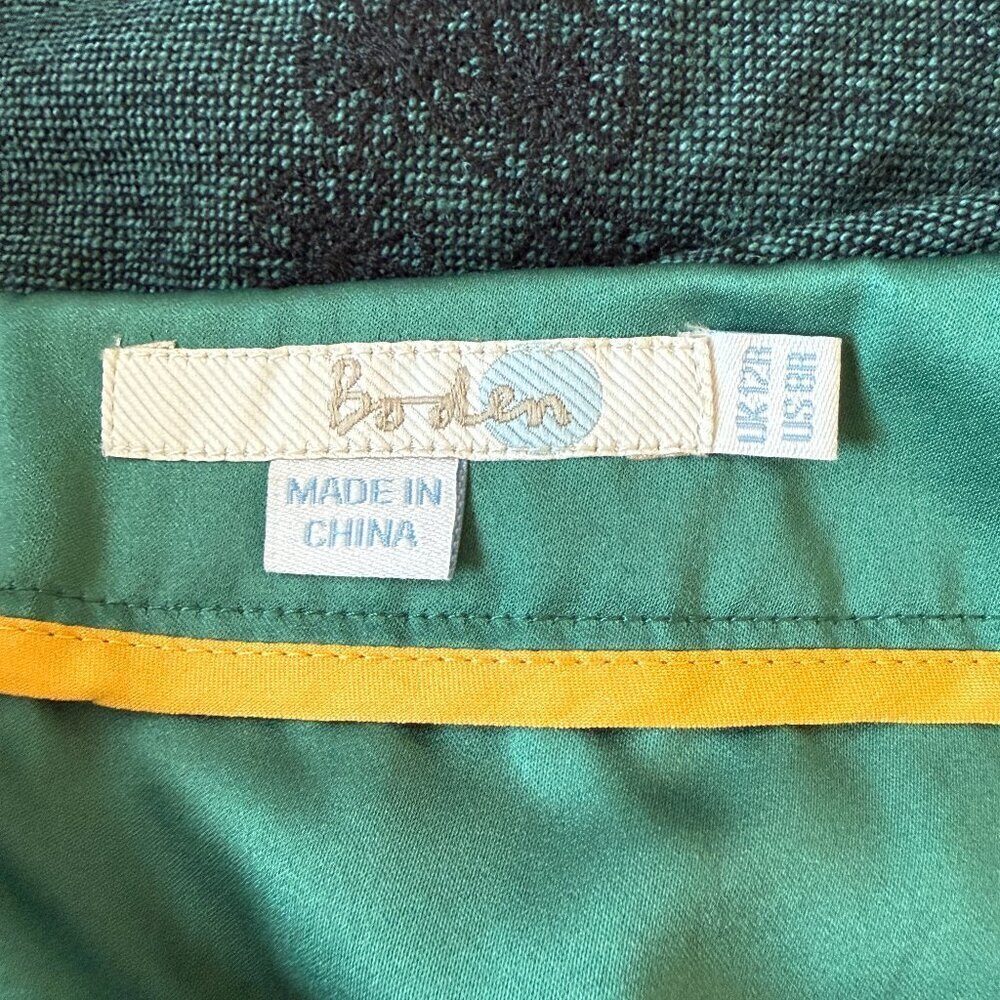 Women's 8 Boden Green and Black Circles A Line Skirt - Picture 6 of 7
